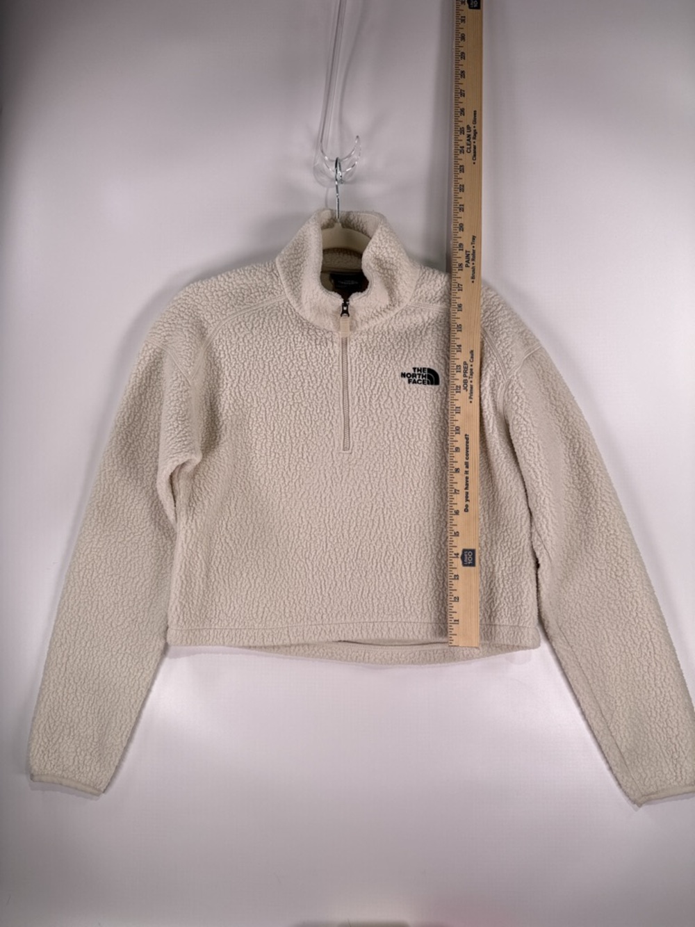 THE NORTH FACE Platte Cropped Sherpa 1/4 Zip Fleece Cream Womens S - Picture 12 of 12